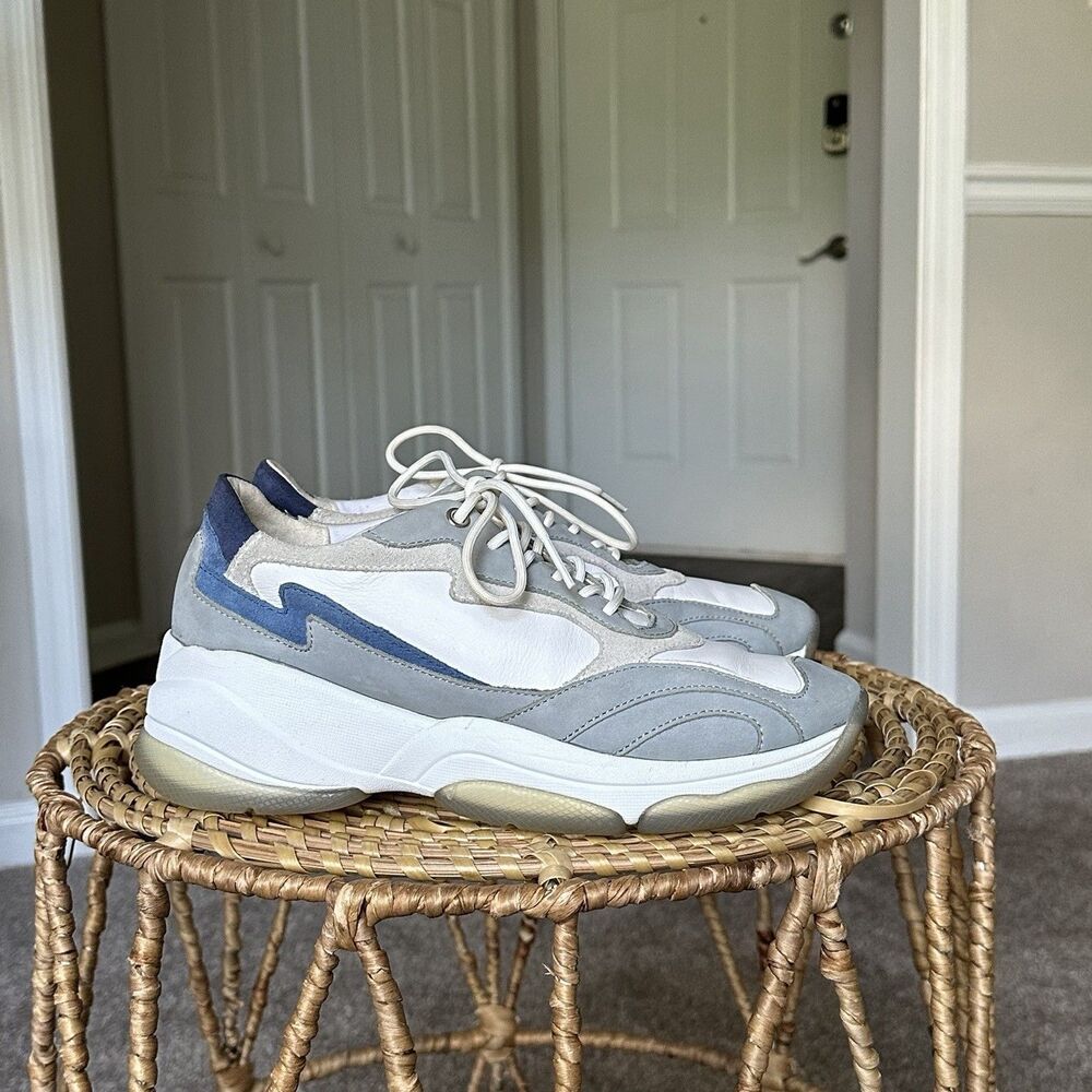 GEOX Kirya Sneaker Sage Leather Women’s US 10 $160 Chunky Trainer Shoes White